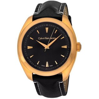 Calvin Klein Leder Armbanduhr schwarz IMPULSE Herrenuhr rosegoldfarben K5811402 NEU