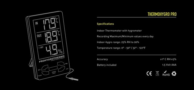 HYGROTHERMO PRO Temperature IN/OUT + Humidity Probe included HYGROTHERMO PRO Temperature IN/OUT + Humidity Probe included