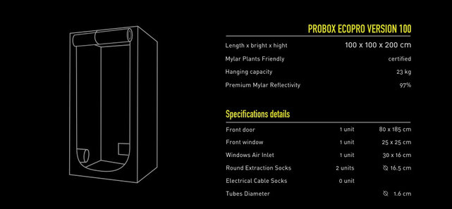 Garden HighPro Grow Tent/Hobby Grow Tent Probox Ecopro 100 / 100x100x200cm