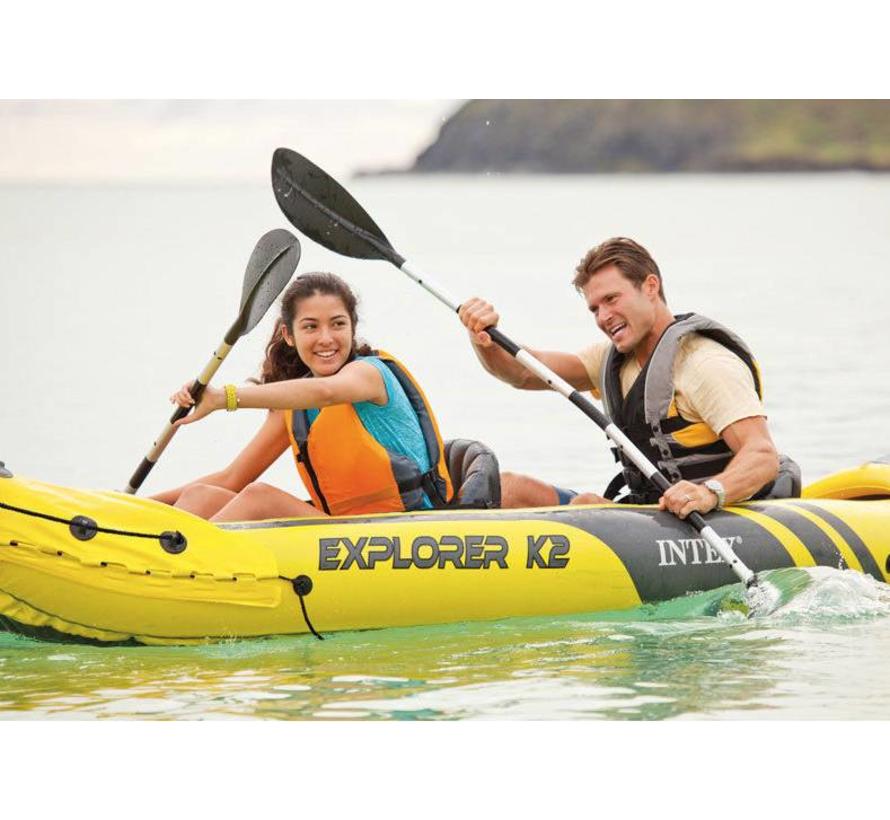 2-Persoons opblaasbare kajak set - Explorer K2 - 91cm breed x 312cm lang x 51cm hoog
