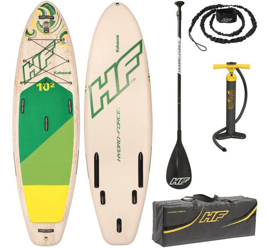 Opblaasbaar SUP board Kahawai set - met pomp en peddel - 310cm lang x 86cm breed x 15cm hoog