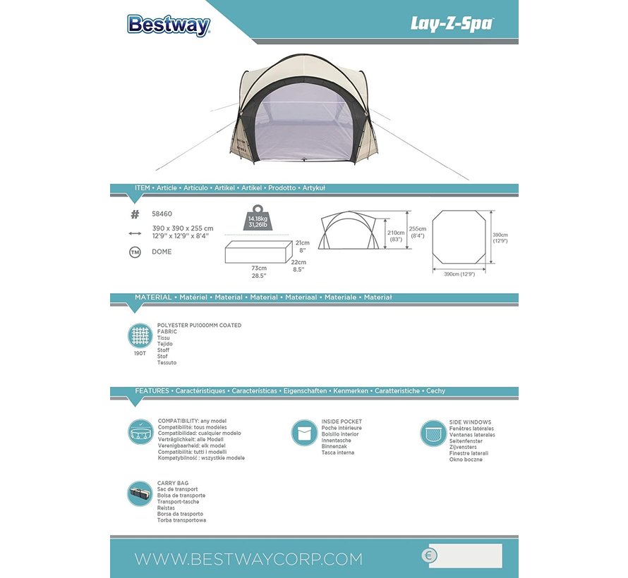 Lay-Z-spa dome - Geschikt voor spa's en zwembaden 390cm