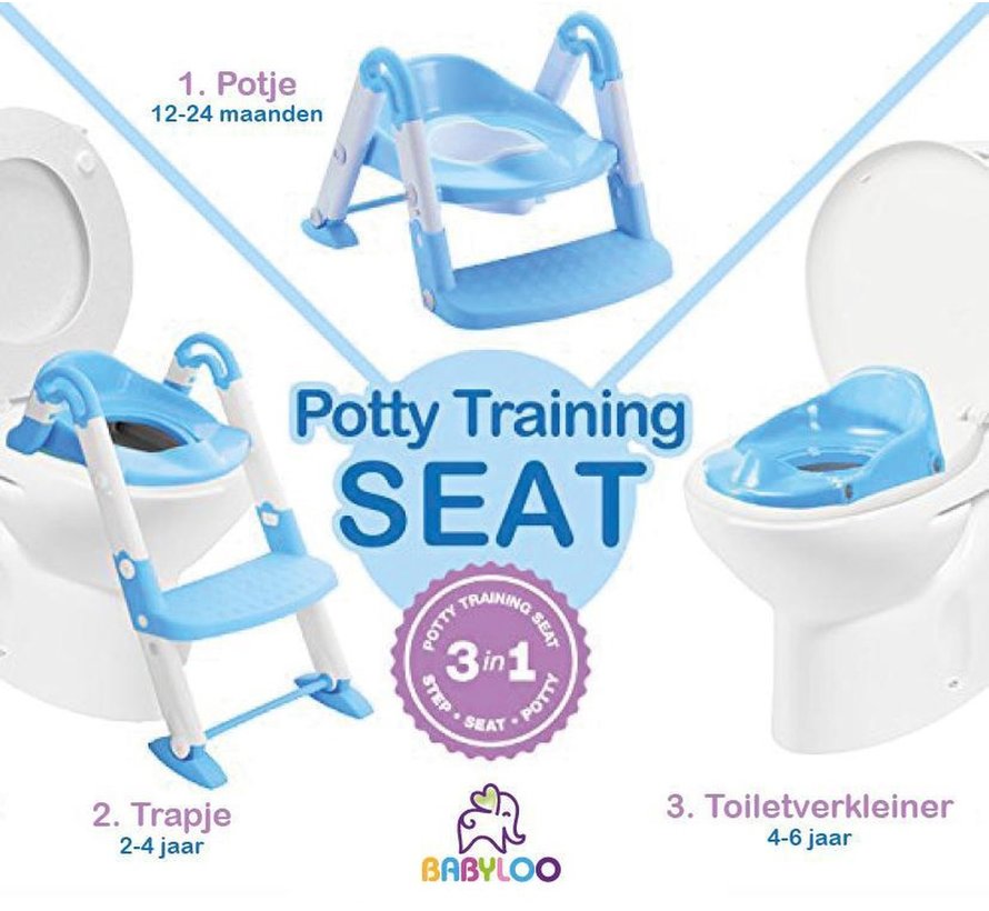 Bambino 3in1 - Plaspotje - Trapje - WC Verkleiner - Blauw Jongens