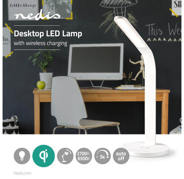 Nedis LED Tafellamp met touch-control | Draadloze Qi oplader | 5 W | 5 lichtniveaus