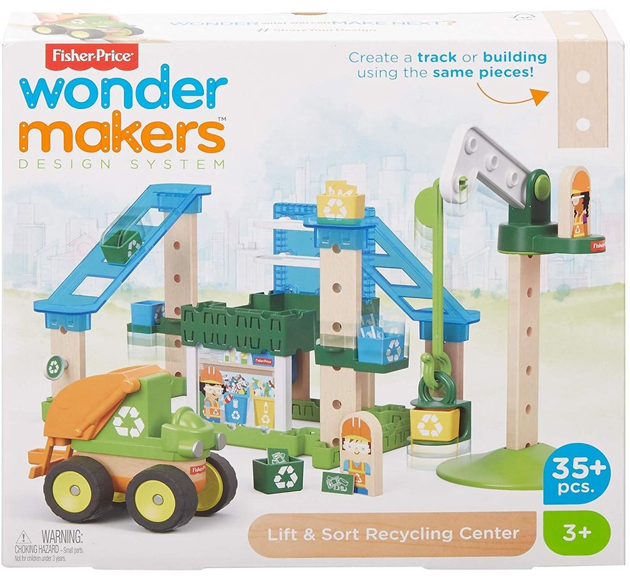 Wonder Makers - Recycling Centrum - Houten Bouwset - 35 Delige set