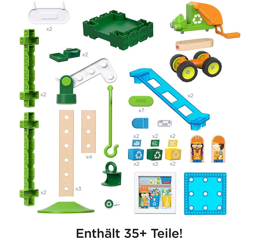 Wonder Makers - Recycling Centrum - Houten Bouwset - 35 Delige set