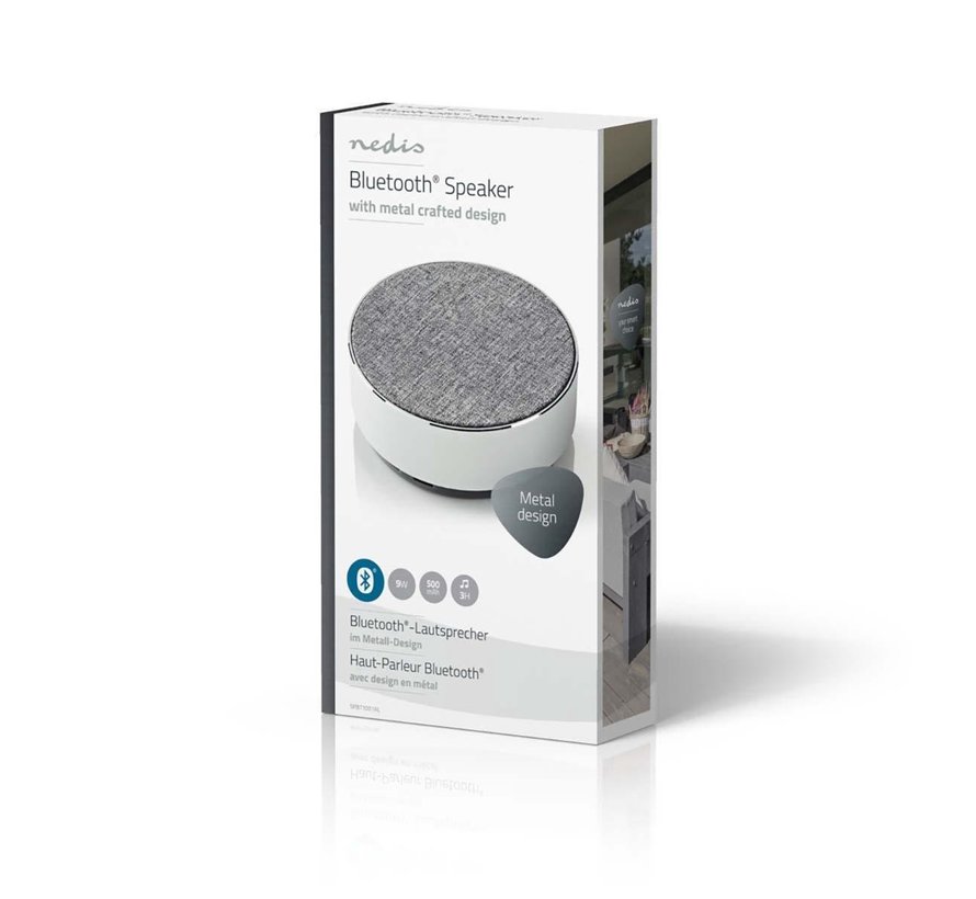 Design Bluetooth Speaker Metaal - Rond  - 9W - Wit - Oplaadbaar