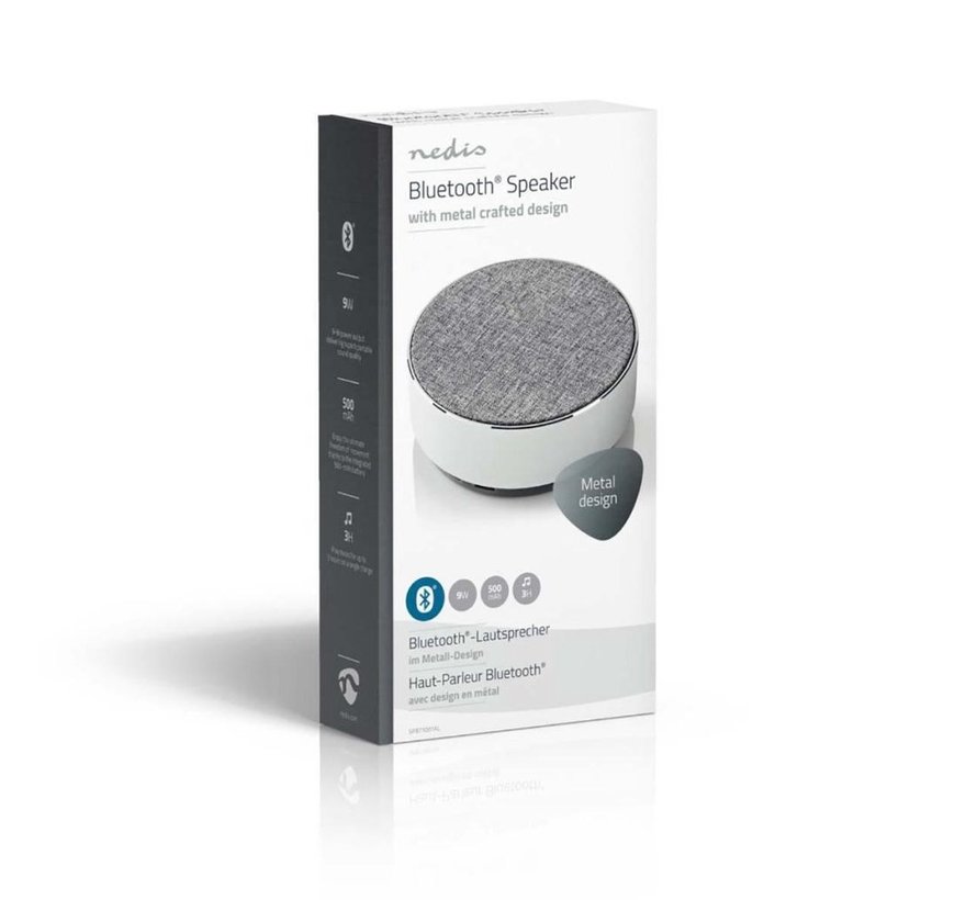 Design Bluetooth Speaker Metaal - Rond  - 9W - Wit - Oplaadbaar