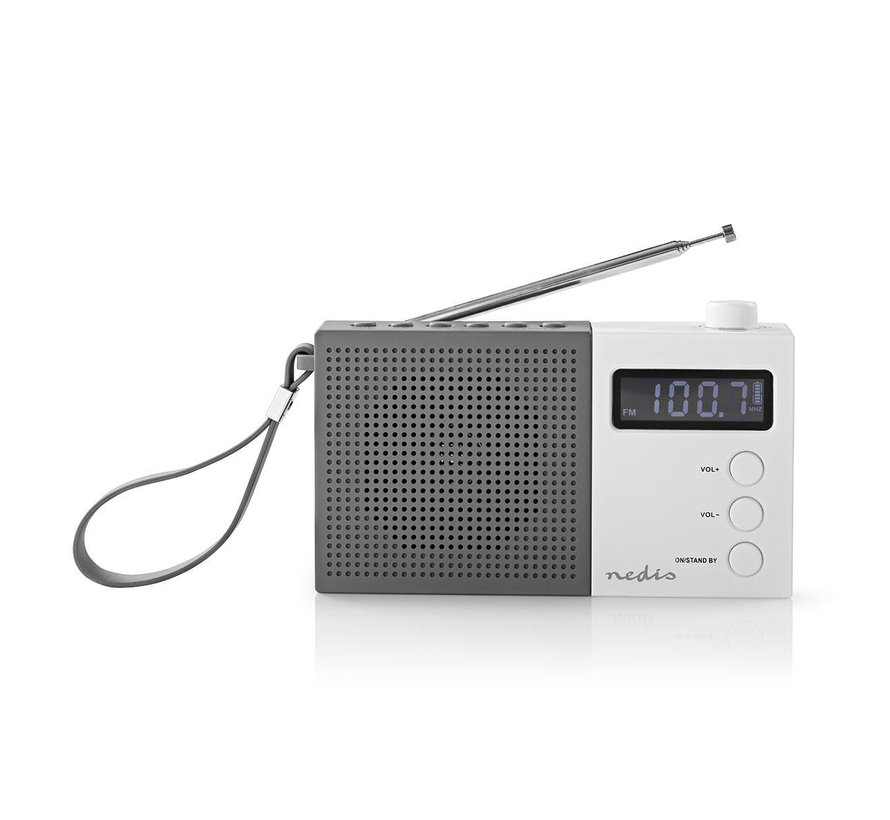 Portable FM radio klok - Wekker - oplaadbaar - PPL - 2,1W - grijs/wit