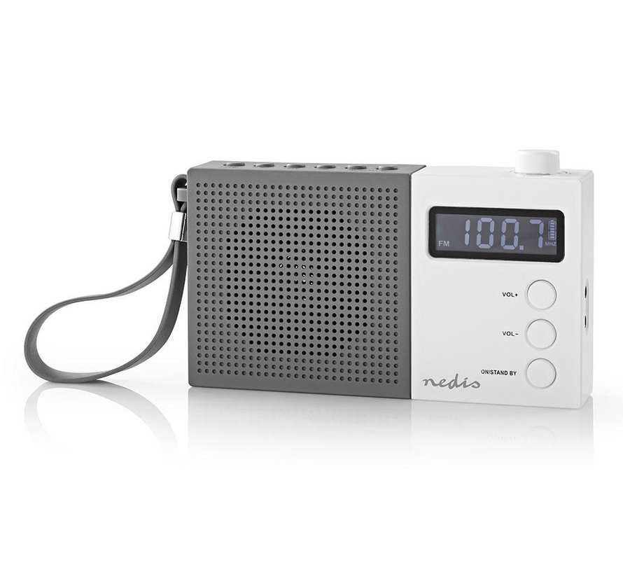 Portable FM radio klok - Wekker - oplaadbaar - PPL - 2,1W - grijs/wit