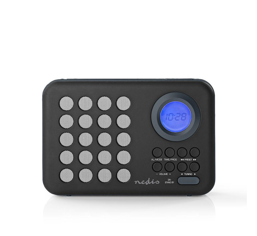 FM radio klok - Wekker - PPL - 3W - zwart/grijs - MicroSD + USB