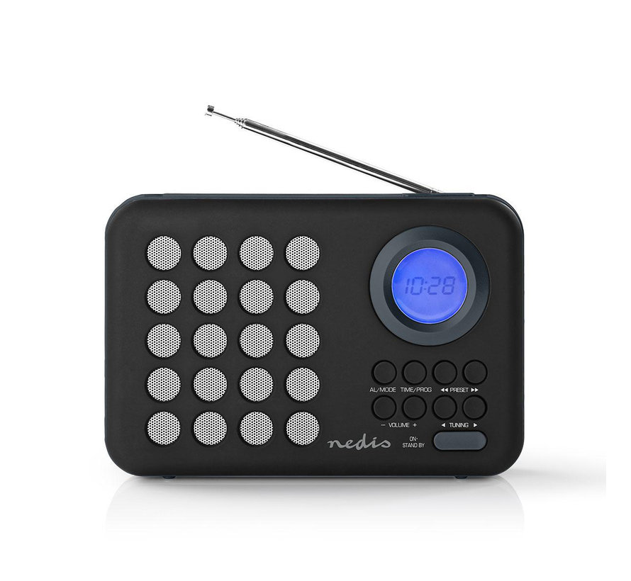 FM radio klok - Wekker - PPL - 3W - zwart/grijs - MicroSD + USB