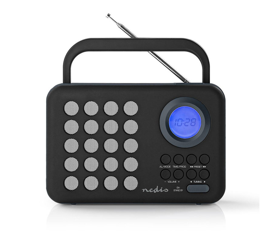 FM radio klok - Wekker - PPL - 3W - zwart/grijs - MicroSD + USB