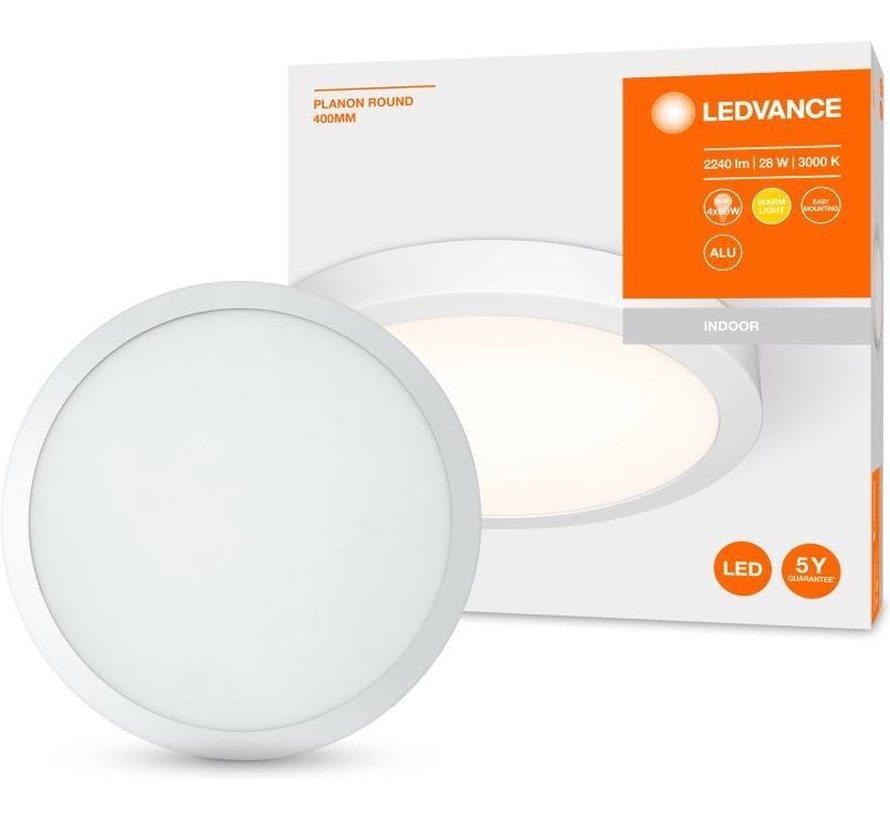 PLANON Paneelarmatuur LED rond - 28W - Warm wit - 40cm - Aluminium - Plafondlamp