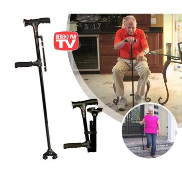 Bekend van TV Clever Cane - Inklapbare wandelstok - LED lamp - Alarm - Opvouwbaar - Inklapbaar