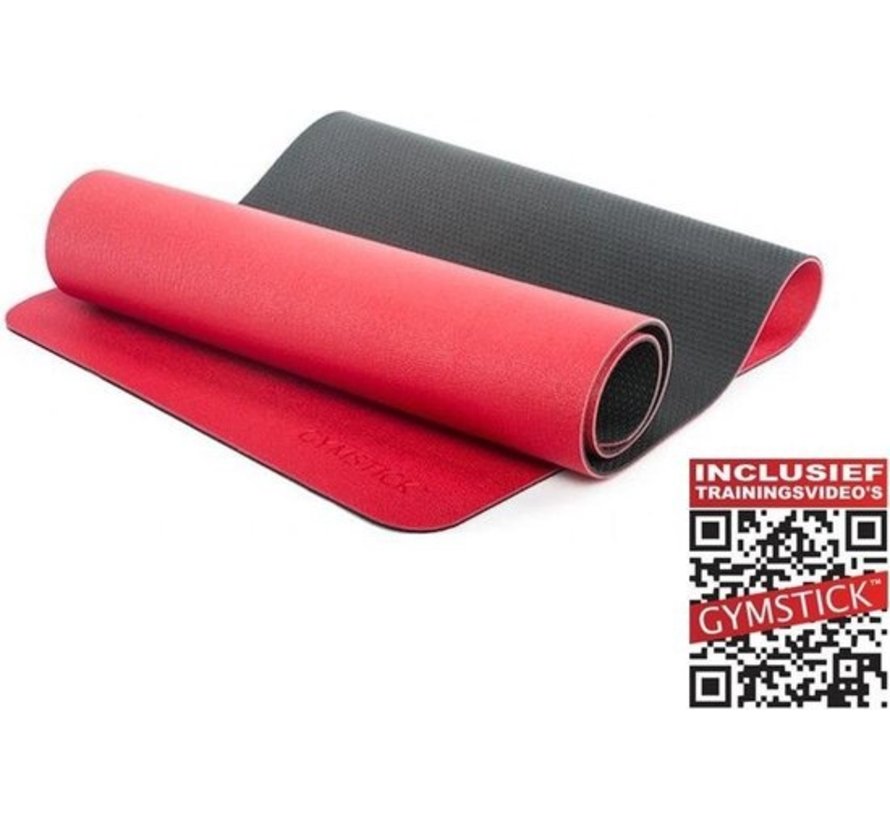 Pro Yoga Mat - Met Online Trainingsvideo's - Rood / Zwart