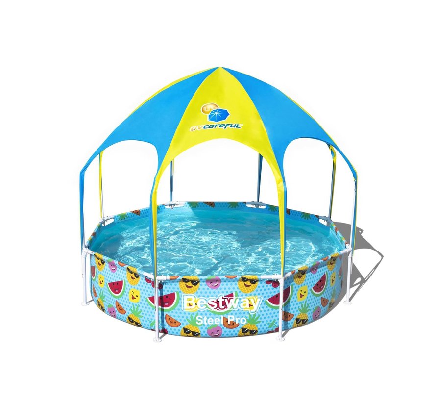 Zwembad Frame Rond met zonnescherm voor kinderen (244x51cm)