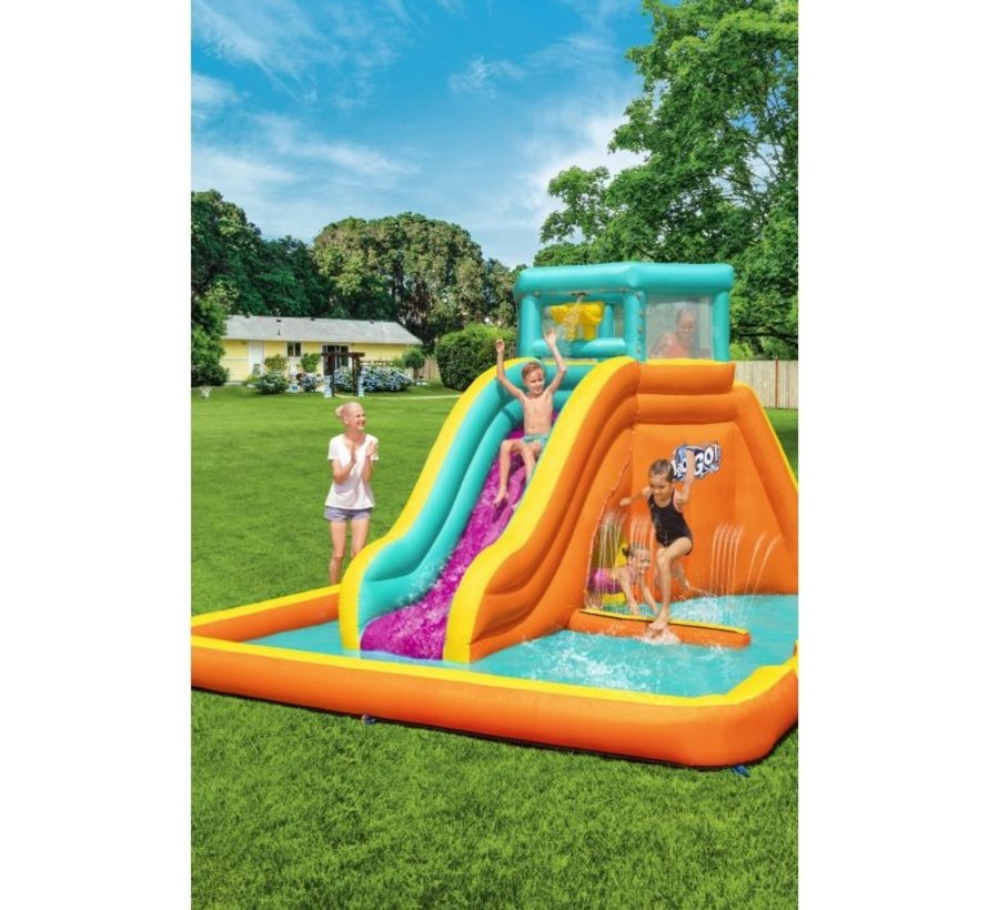 H2OGO! Tidal Tower Mega Opblaasbaar Waterpark met glijbaan 565x373x265cm