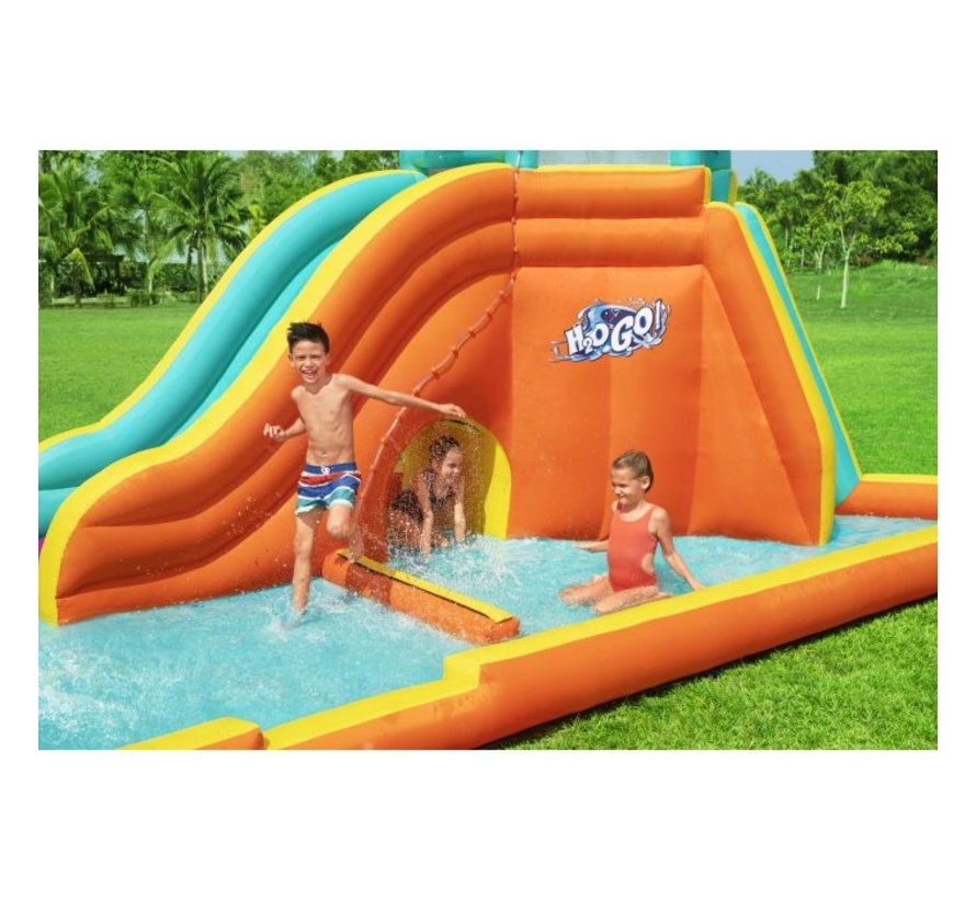 H2OGO! Tidal Tower Mega Opblaasbaar Waterpark met glijbaan 565x373x265cm