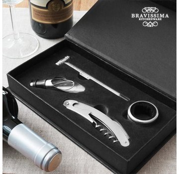 Bravissima Kitchen Set van Luxe Wijnaccessoires (4 stuks) - Magnetische Geschenkdoos