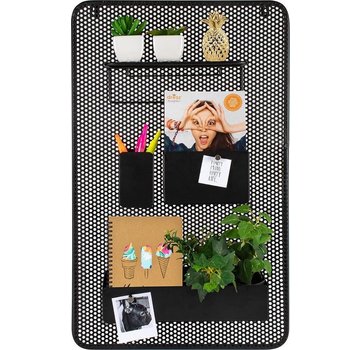 Dresz Trendy design Wandrek Metaal Zwart met 3 Verplaatsbare Containers en 1 plank