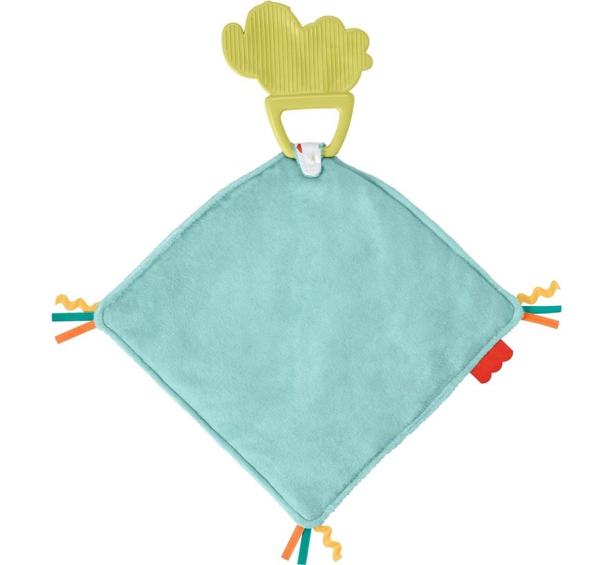 2-in-1 Baby knuffeldoek met bijtring Cactus Lama 13 cm