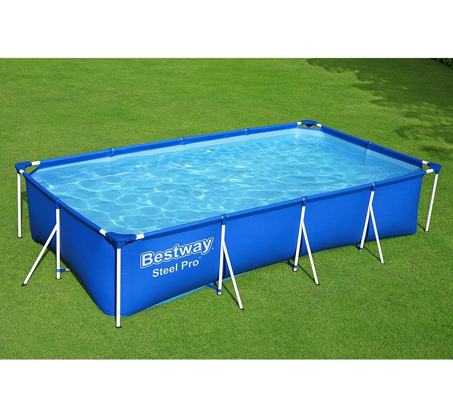 Steel Pro - metalen frame zwembad - Complete set - rechthoekig - 400x211x81cm