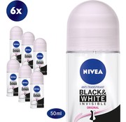 Nivea Invisible Black & White Original - Deodorant Roller - 6x 50ml - Voordeelverpakking