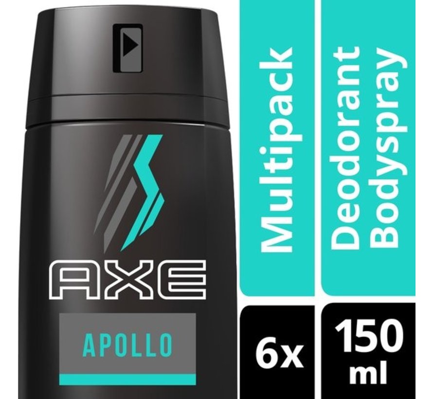 Apollo Bodyspray / Deodorant Spray Men - 6x 150ml Voordeelverpakking