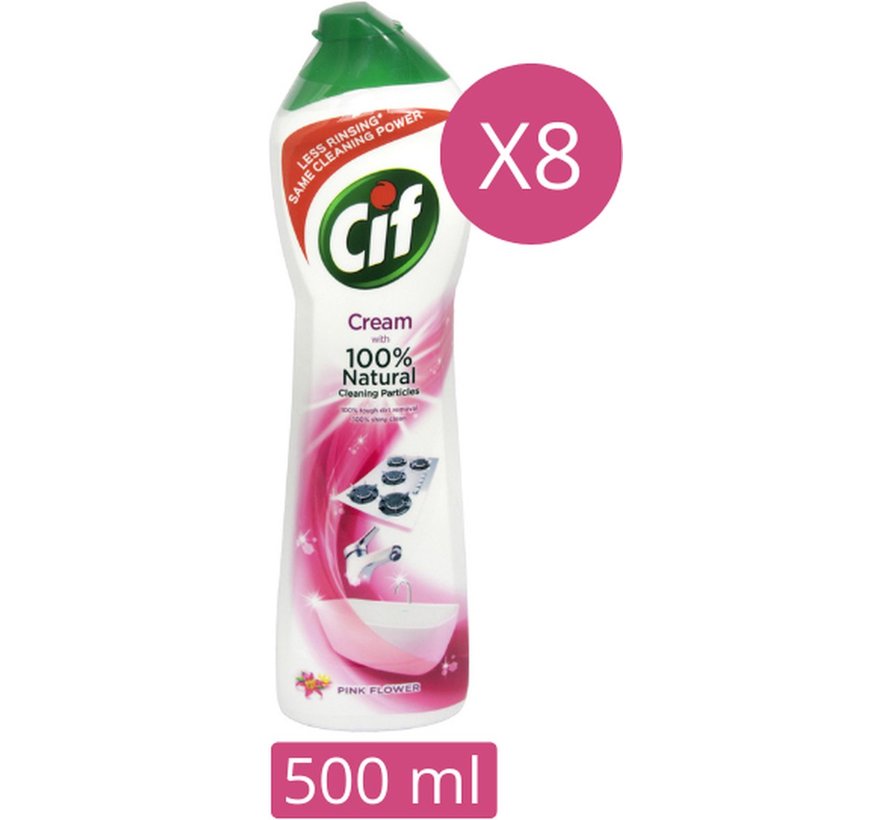 Cream Pink Flower - Schuurmiddel - 8x 500ml Voordeelverpakking