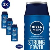 Nivea Men Strong Power Shampoo - 3x 250ml