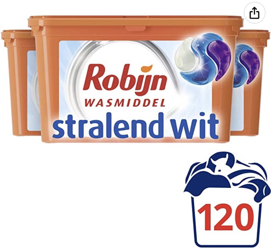 3in1 Stralend Wit Wasmiddel Pods - 120 stuks (8x15) Wascapsules