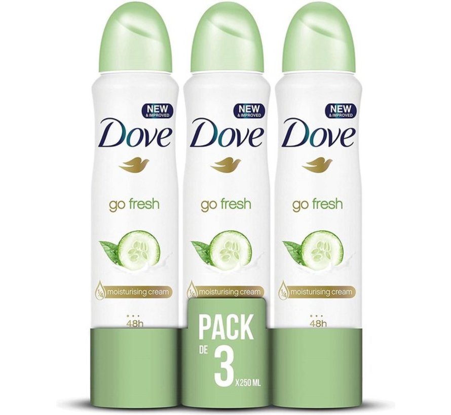 Go Fresh - Komkommer & Groene Thee - Deodorant Spray - 3x 250ml