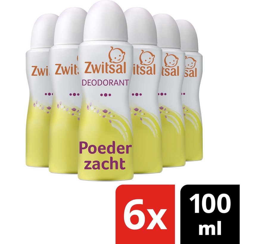 Poederzacht - Deodorant Spray - 6x 100ml Voordeelverpakking