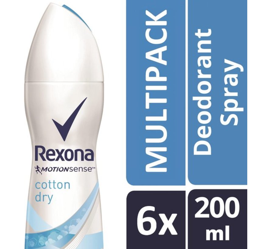 Motion Sense - Cotton Dry - Deodorant Spray - 6x 200ml Voordeelverpakking