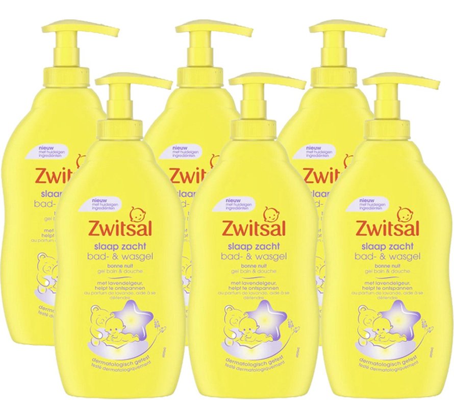 Slaap Zacht Lavendel - Bad & Wasgel - Met pompje 6x 400ml