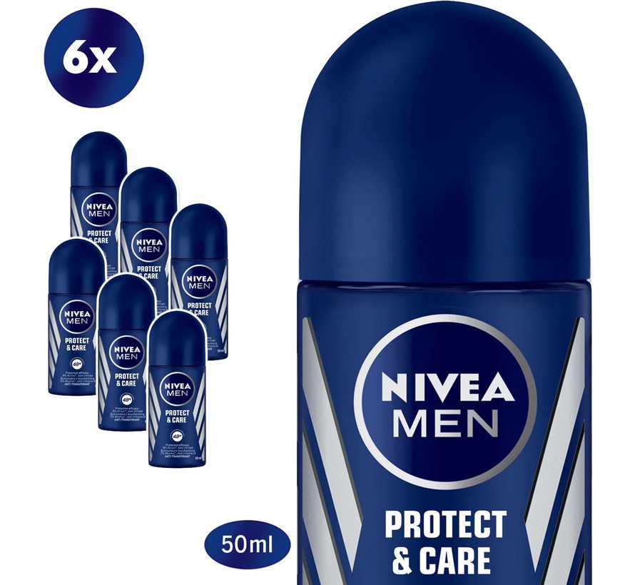 Men Protect & Care - Deodorant Roller - 6x 50ml - Voordeelverpakking