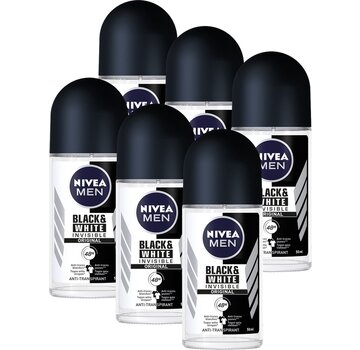 Nivea Men Invisible Black & White Original - Deodorant Roller - 6x 50ml