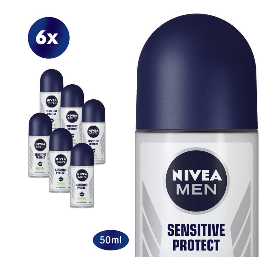 Men Sensitive Protect - Deodorant Roller - 6x 50ml - Voordeelverpakking
