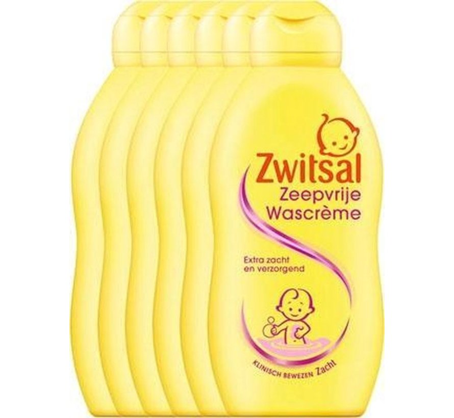 Baby Zeepvrije Wascrème - Mild & Zacht - 6x 200ml - Voordeelverpakking