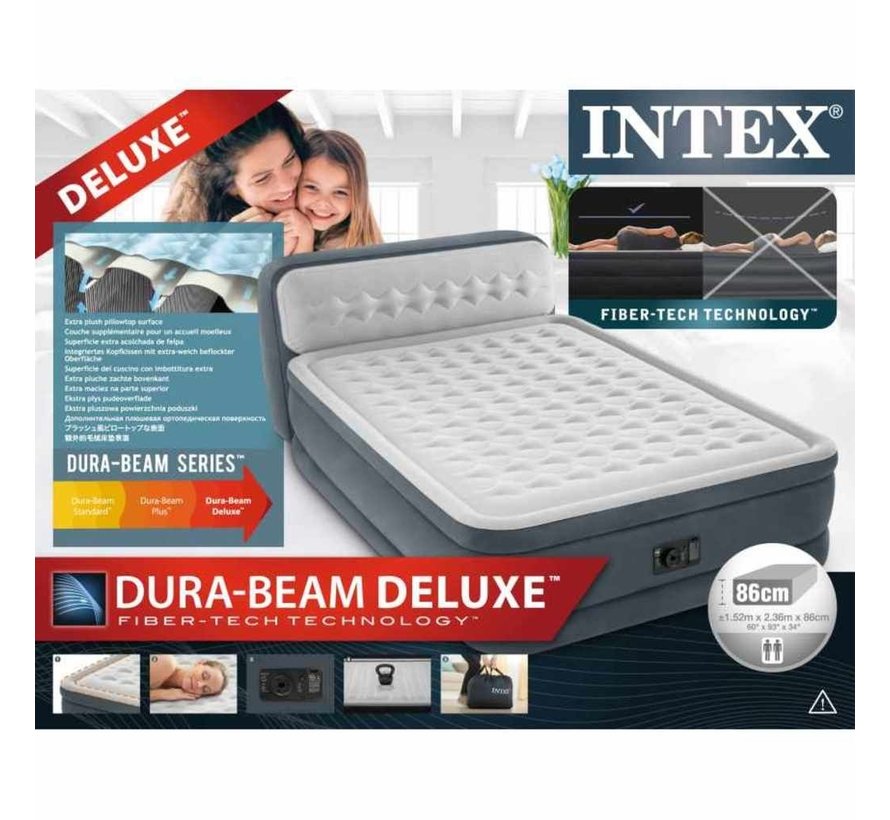 Dura-Beam Deluxe 2-Persoons Queen zelfopblazend luchtbed - hoofdboord - 203x152x46cm