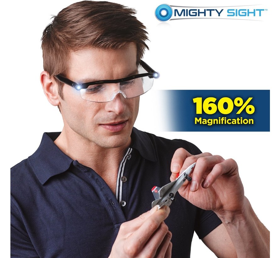 Vergrotende bril met LED verlichting - vergroot 160% - vergrootglasbril – loepbril – vergrootbril - Bekend van TV