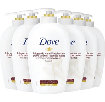 Dove Verzorgende Handzeep Fine Silky - Met pompje - 6x 250ml - Voordeelverpakking