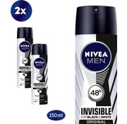 Nivea Men Invisible Black & White Original - Deodorant Spray - 2x 150ml