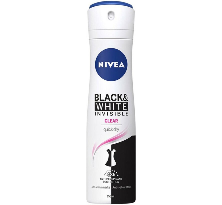 Invisible Black & White Original Clear - Deodorant Spray - 6x 150ml