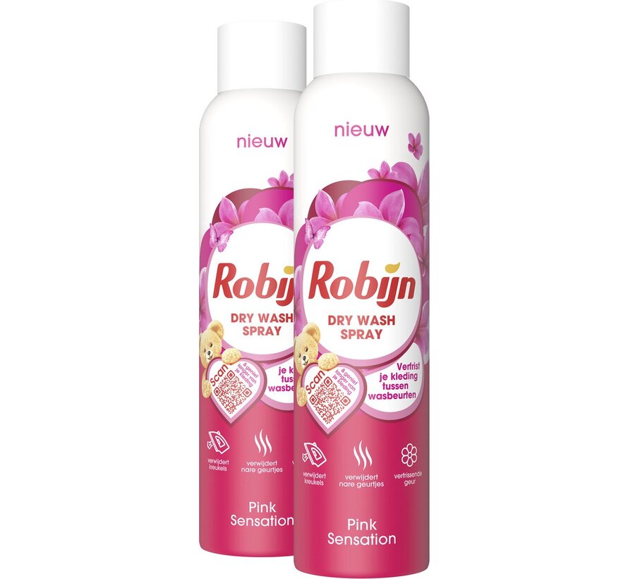 Pink Sensation - Dry Wash Spray - Textiel Verfrisser - 2x 200ml