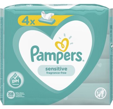 Pampers Sensitive Billendoekjes / Babydoekjes - 208 doekjes (4x52 stuks)