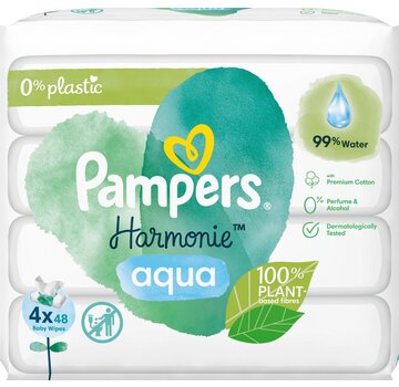 Pampers Harmonie Aqua Billendoekjes / Babydoekjes - 4x 48 stuks