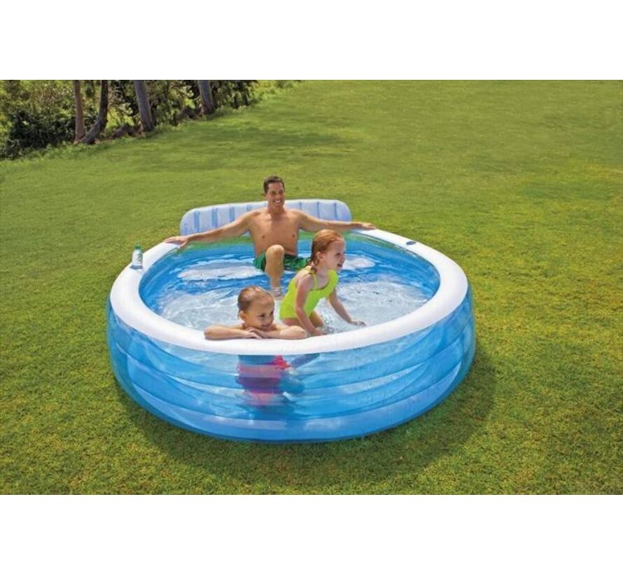 Opblaasbaar zwembad - Family lounge - met zitbank en 2 bekerhouders - 224x216x76cm