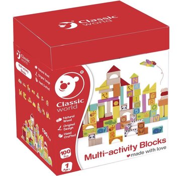 Classic World Houten Blokken - 100 stuks - Vanaf 1 jaar